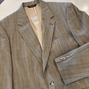 VTG Brooks Brothers Plaid Derby Bold Sport‎ Preppy Blazer Size 44 USA Pure Wool